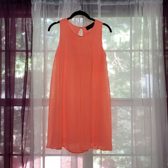 Neon Coral Chiffon Dress - Picture 4 of 4